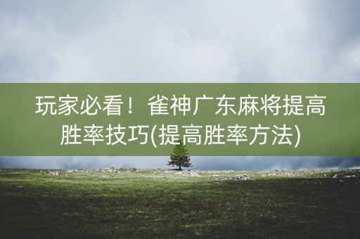 玩家必看！雀神广东麻将提高胜率技巧(提高胜率方法)