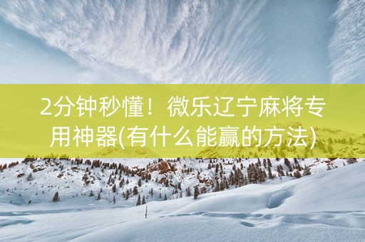 2分钟秒懂！微乐辽宁麻将专用神器(有什么能赢的方法)