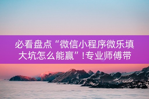 必看盘点“微信小程序微乐填大坑怎么能赢”!专业师傅带你一起了解（详细教程）-抖音