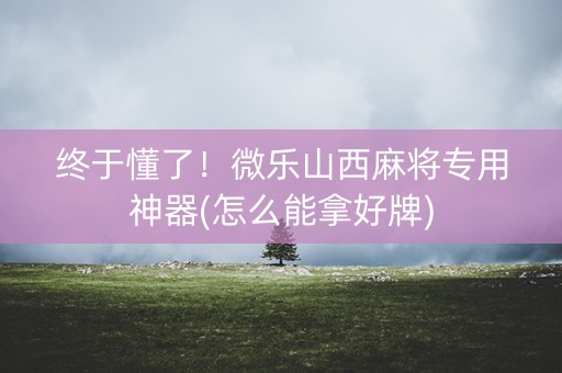 终于懂了！微乐山西麻将专用神器(怎么能拿好牌)