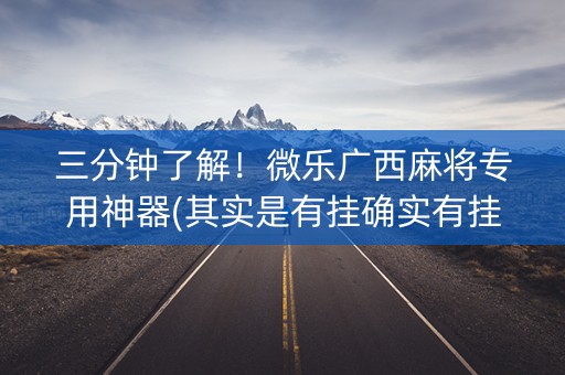 三分钟了解！微乐广西麻将专用神器(其实是有挂确实有挂)