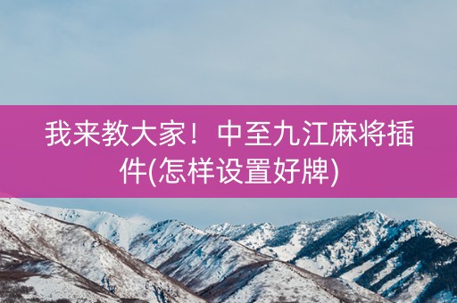 我来教大家！中至九江麻将插件(怎样设置好牌)