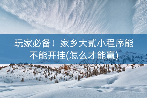 玩家必备！家乡大贰小程序能不能开挂(怎么才能赢)