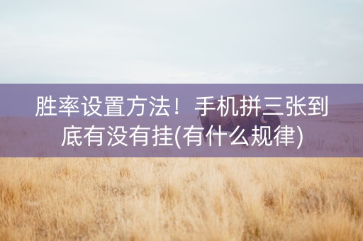 胜率设置方法！手机拼三张到底有没有挂(有什么规律)