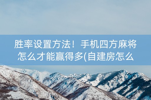 胜率设置方法！手机四方麻将怎么才能赢得多(自建房怎么赢)