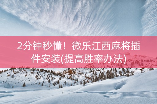 2分钟秒懂！微乐江西麻将插件安装(提高胜率办法)