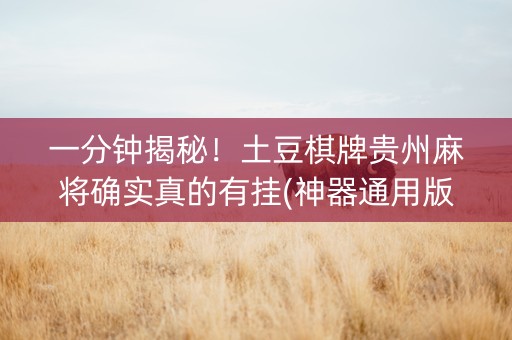 一分钟揭秘！土豆棋牌贵州麻将确实真的有挂(神器通用版)