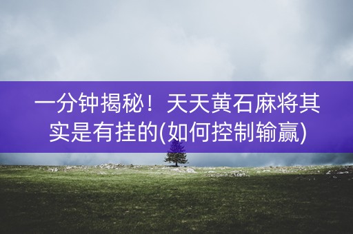一分钟揭秘！天天黄石麻将其实是有挂的(如何控制输赢)