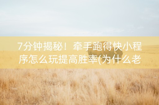 7分钟揭秘！牵手跑得快小程序怎么玩提高胜率(为什么老是输呢)