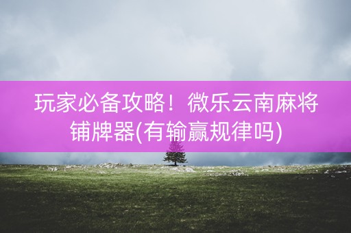 玩家必备攻略！微乐云南麻将铺牌器(有输赢规律吗)