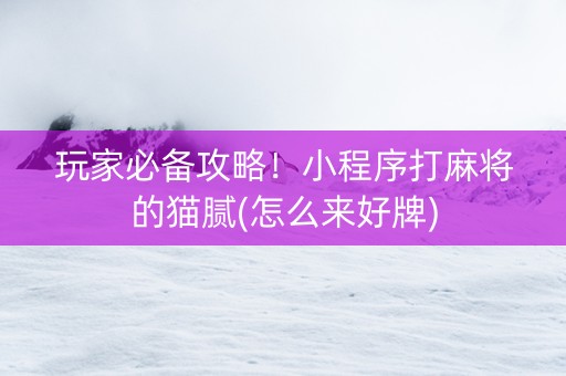 玩家必备攻略！小程序打麻将的猫腻(怎么来好牌)