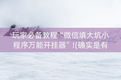 玩家必备教程“微信填大坑小程序万能开挂器”!(确实是有挂)-抖音