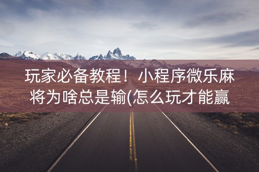 玩家必备教程！小程序微乐麻将为啥总是输(怎么玩才能赢)