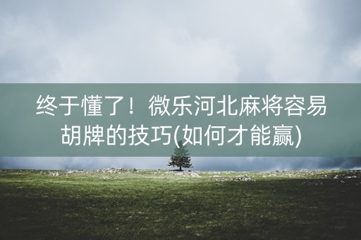 终于懂了！微乐河北麻将容易胡牌的技巧(如何才能赢)