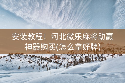 安装教程！河北微乐麻将助赢神器购买(怎么拿好牌)