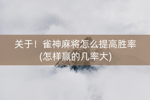 关于！雀神麻将怎么提高胜率(怎样赢的几率大)