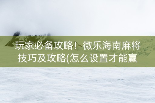 玩家必备攻略！微乐海南麻将技巧及攻略(怎么设置才能赢)