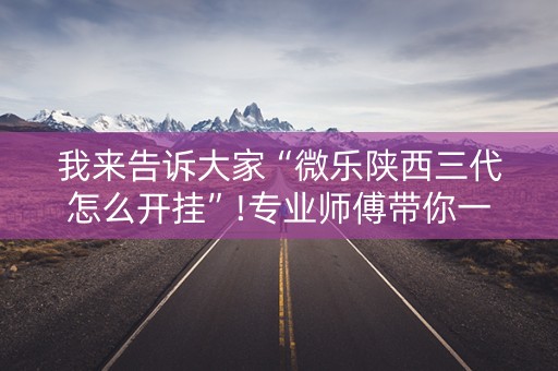 我来告诉大家“微乐陕西三代怎么开挂”!专业师傅带你一起了解（详细教程）-抖音