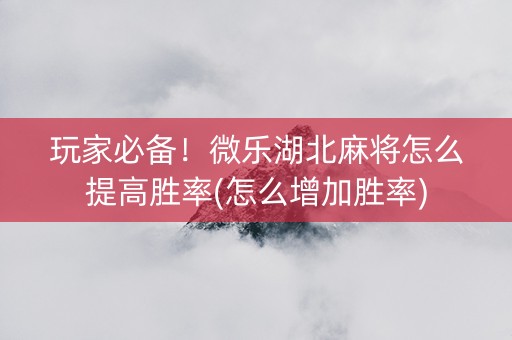 玩家必备！微乐湖北麻将怎么提高胜率(怎么增加胜率)
