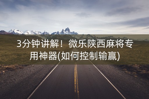 3分钟讲解！微乐陕西麻将专用神器(如何控制输赢)