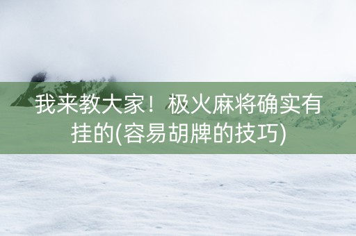 我来教大家！极火麻将确实有挂的(容易胡牌的技巧)
