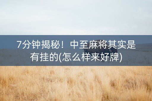 7分钟揭秘！中至麻将其实是有挂的(怎么样来好牌)