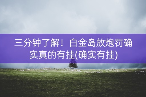 三分钟了解！白金岛放炮罚确实真的有挂(确实有挂)