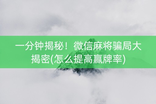 一分钟揭秘！微信麻将骗局大揭密(怎么提高赢牌率)