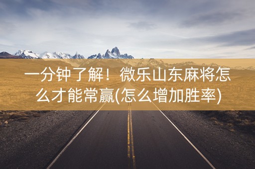 一分钟了解！微乐山东麻将怎么才能常赢(怎么增加胜率)