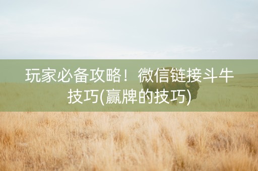 玩家必备攻略！微信链接斗牛技巧(赢牌的技巧)