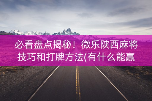 必看盘点揭秘！微乐陕西麻将技巧和打牌方法(有什么能赢的方法)