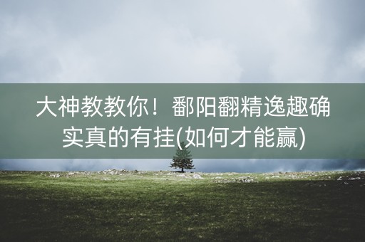 大神教教你！鄱阳翻精逸趣确实真的有挂(如何才能赢)