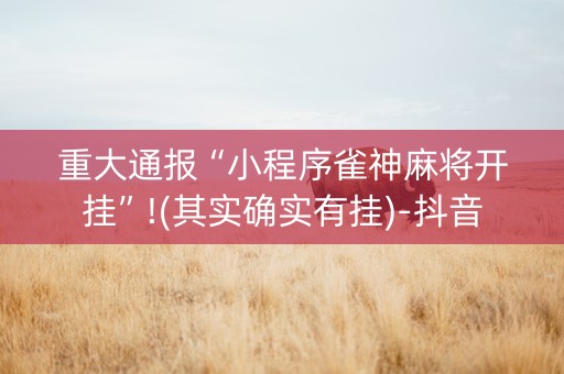 重大通报“小程序雀神麻将开挂”!(其实确实有挂)-抖音