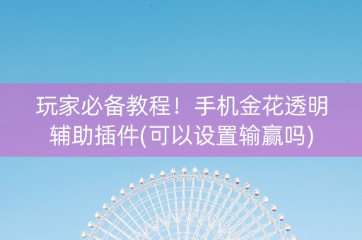 玩家必备教程！手机金花透明辅助插件(可以设置输赢吗)