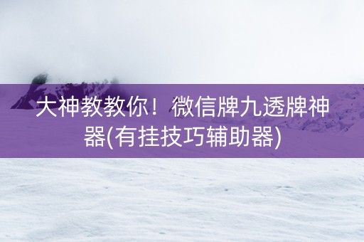 大神教教你！微信牌九透牌神器(有挂技巧辅助器)