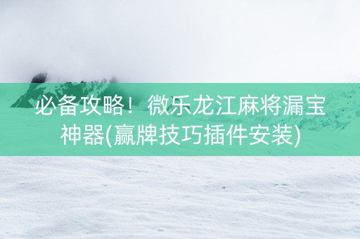 必备攻略！微乐龙江麻将漏宝神器(赢牌技巧插件安装)