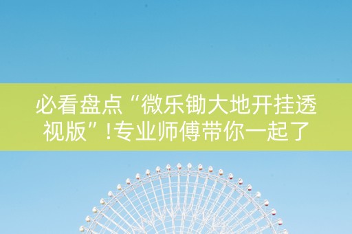 必看盘点“微乐锄大地开挂透视版”!专业师傅带你一起了解（详细教程）-抖音
