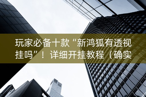 玩家必备十款“新鸿狐有透视挂吗”！详细开挂教程（确实真的有挂)-抖音