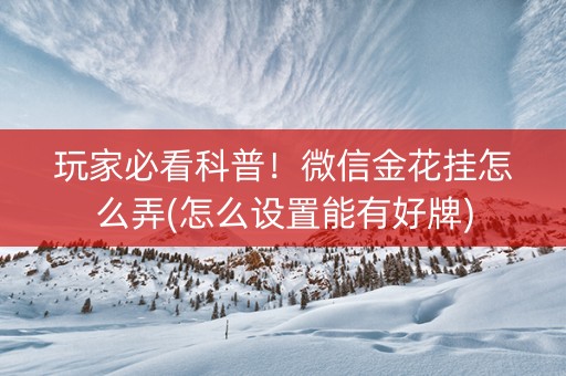 玩家必看科普！微信金花挂怎么弄(怎么设置能有好牌)