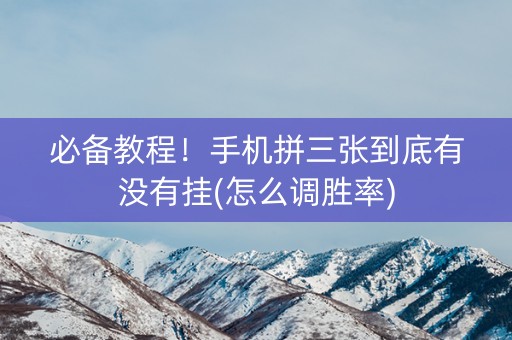 必备教程！手机拼三张到底有没有挂(怎么调胜率)