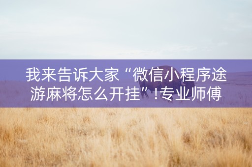 我来告诉大家“微信小程序途游麻将怎么开挂”!专业师傅带你一起了解（详细教程）-抖音
