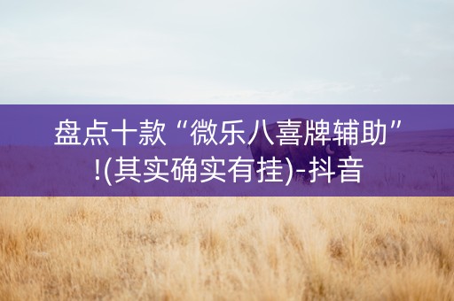 盘点十款“微乐八喜牌辅助”!(其实确实有挂)-抖音