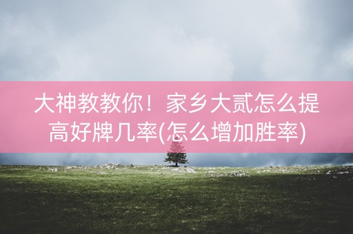 大神教教你！家乡大贰怎么提高好牌几率(怎么增加胜率)