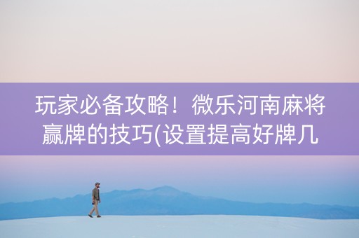 玩家必备攻略！微乐河南麻将赢牌的技巧(设置提高好牌几率)