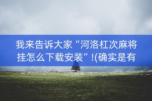 我来告诉大家“河洛杠次麻将挂怎么下载安装”!(确实是有挂)-抖音