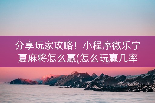 分享玩家攻略！小程序微乐宁夏麻将怎么赢(怎么玩赢几率大)