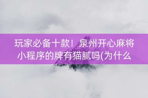 玩家必备十款！泉州开心麻将小程序的牌有猫腻吗(为什么牌一直很差)