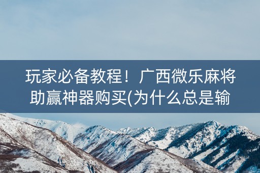 玩家必备教程！广西微乐麻将助赢神器购买(为什么总是输)