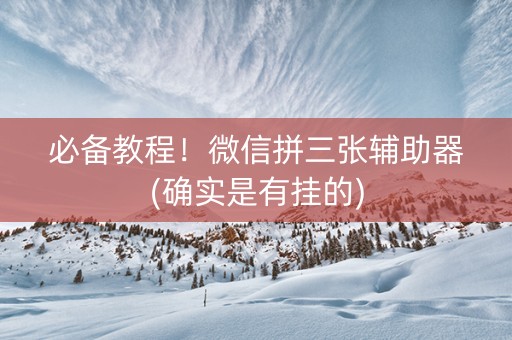 必备教程！微信拼三张辅助器(确实是有挂的)