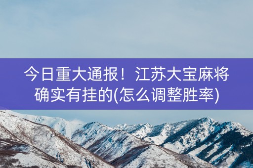 今日重大通报！江苏大宝麻将确实有挂的(怎么调整胜率)